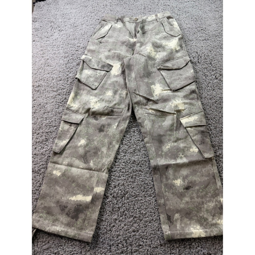Maniere De Voir Grey Digital Camo Cargo Pants Women Streetwear Utility